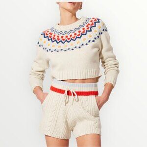 Solid & Striped Carley Fair Isle Cropped Wool Sweater in Ivory Multi